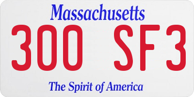 MA license plate 300SF3