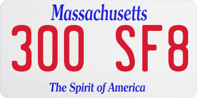 MA license plate 300SF8