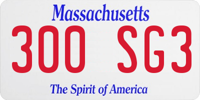 MA license plate 300SG3