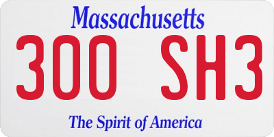 MA license plate 300SH3