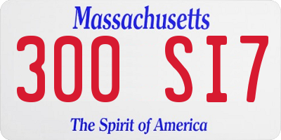MA license plate 300SI7
