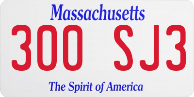 MA license plate 300SJ3
