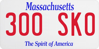 MA license plate 300SK0