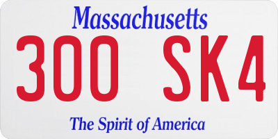 MA license plate 300SK4