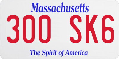 MA license plate 300SK6