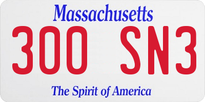 MA license plate 300SN3