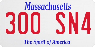 MA license plate 300SN4