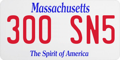 MA license plate 300SN5