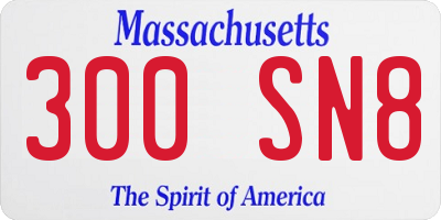MA license plate 300SN8