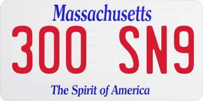 MA license plate 300SN9
