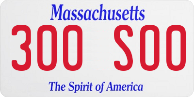 MA license plate 300SO0