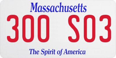 MA license plate 300SO3