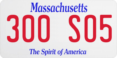 MA license plate 300SO5