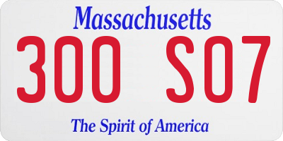 MA license plate 300SO7