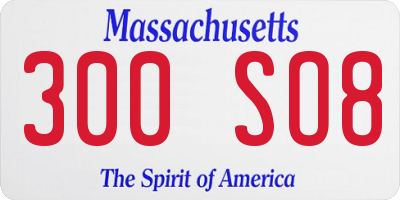 MA license plate 300SO8