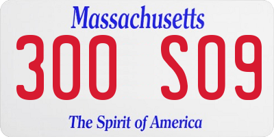 MA license plate 300SO9