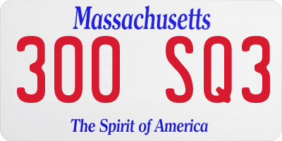 MA license plate 300SQ3