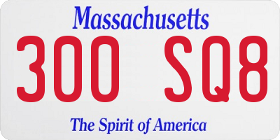 MA license plate 300SQ8