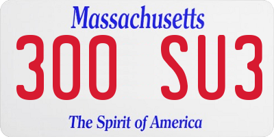 MA license plate 300SU3