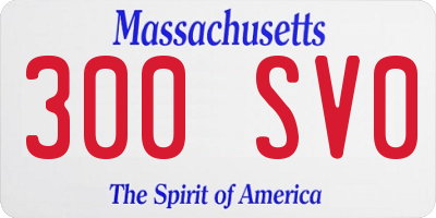 MA license plate 300SV0