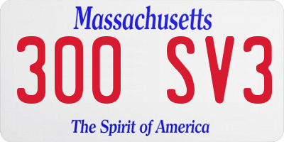 MA license plate 300SV3