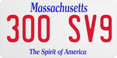MA license plate 300SV9