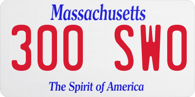 MA license plate 300SW0