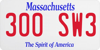 MA license plate 300SW3