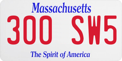 MA license plate 300SW5