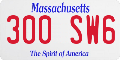 MA license plate 300SW6