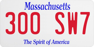 MA license plate 300SW7