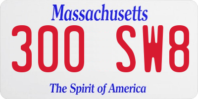 MA license plate 300SW8