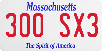 MA license plate 300SX3
