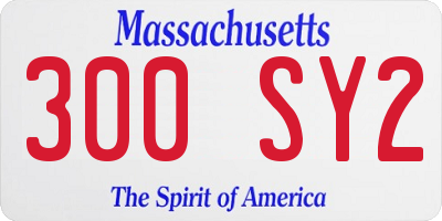 MA license plate 300SY2