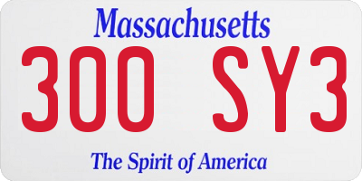 MA license plate 300SY3