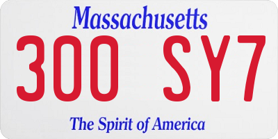 MA license plate 300SY7