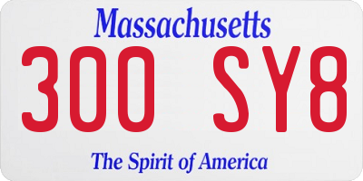 MA license plate 300SY8