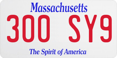 MA license plate 300SY9