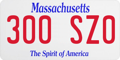 MA license plate 300SZ0