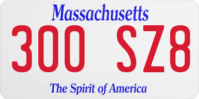 MA license plate 300SZ8