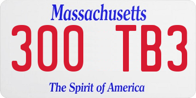 MA license plate 300TB3