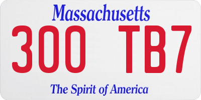 MA license plate 300TB7
