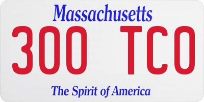 MA license plate 300TC0