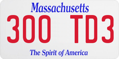 MA license plate 300TD3