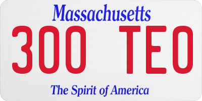 MA license plate 300TE0