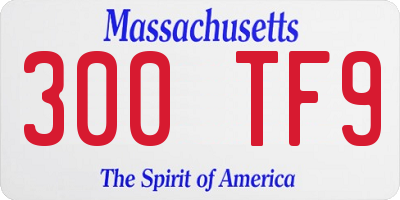 MA license plate 300TF9