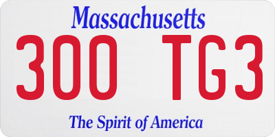 MA license plate 300TG3