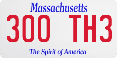 MA license plate 300TH3