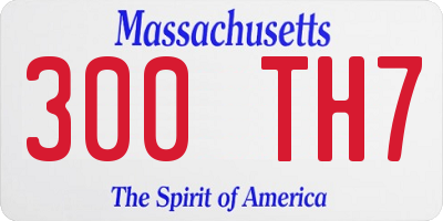 MA license plate 300TH7