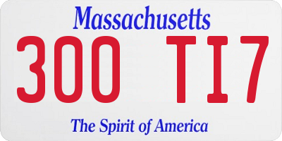 MA license plate 300TI7